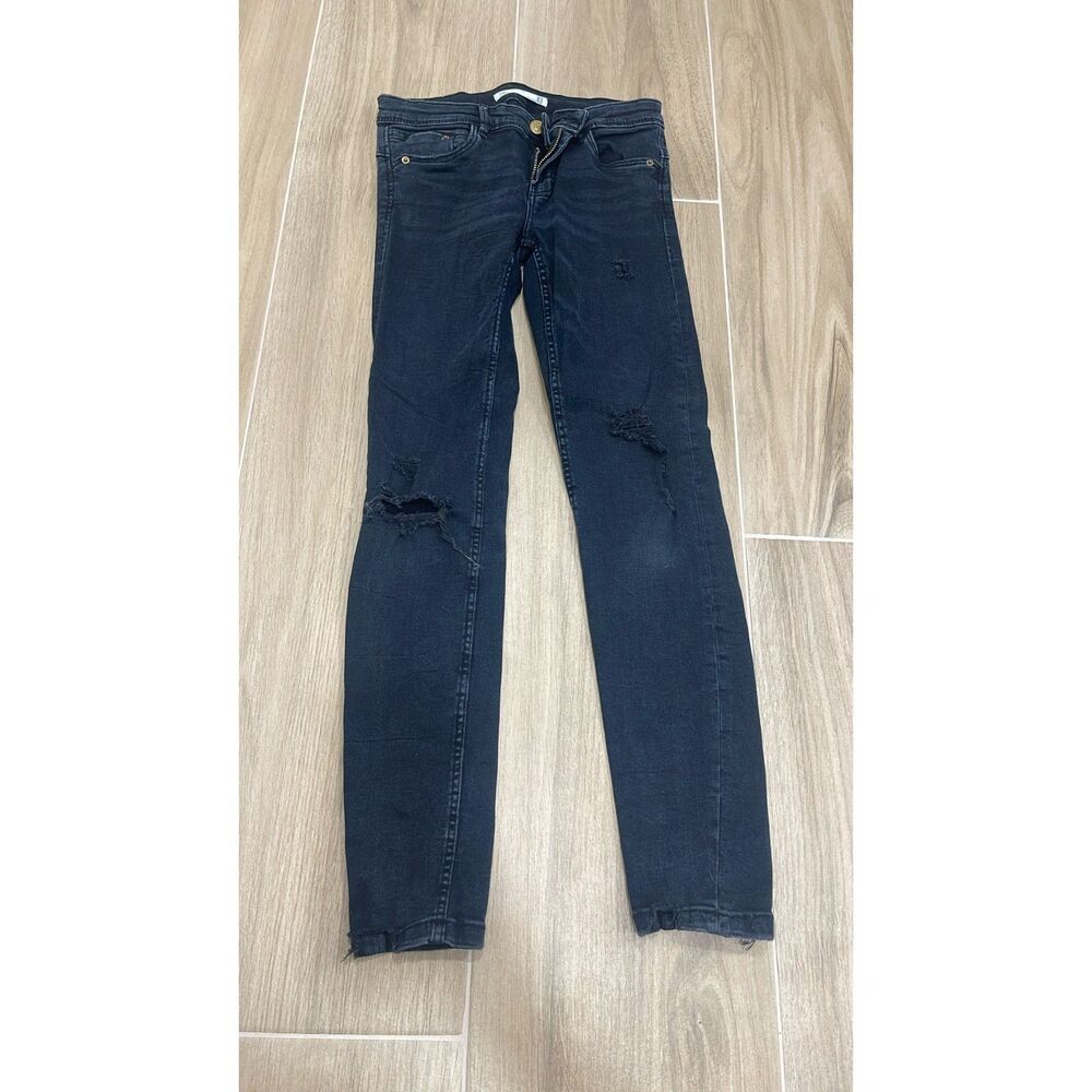 Zara Black Ripped Jeans Size 4